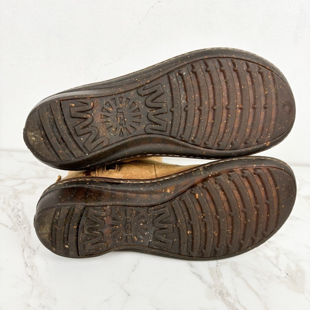 UGG Kaleen Chestnut Leather Sherpa Lined Mid Calf Boot Sz 8 - Picture 9 of 13